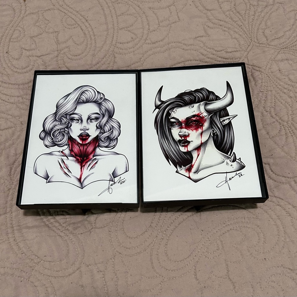 CLEARANCE 2 Framed Print Set - Gothic Art, Dark Art